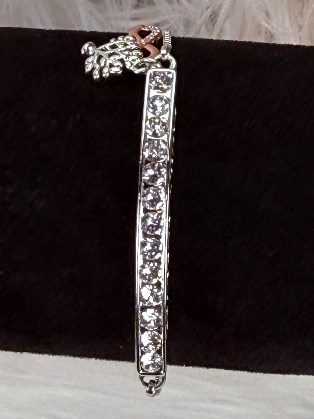 Beautiful, silvertone, CZ family, forever adjustable bracelet